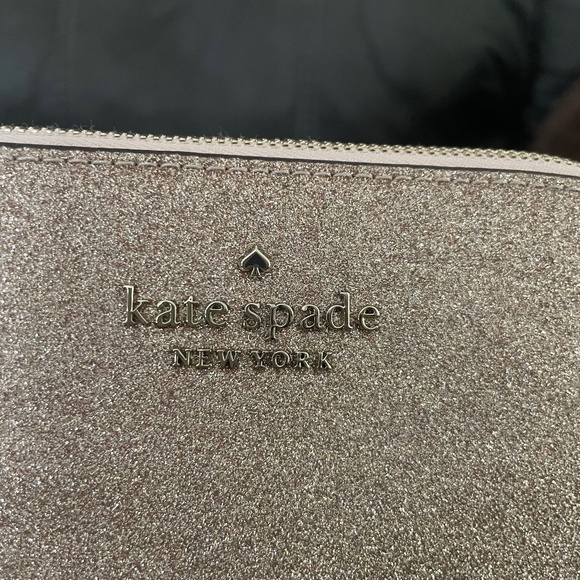 kate spade Handbags - Kate spade glitter rose gold makeup bag/ pouch